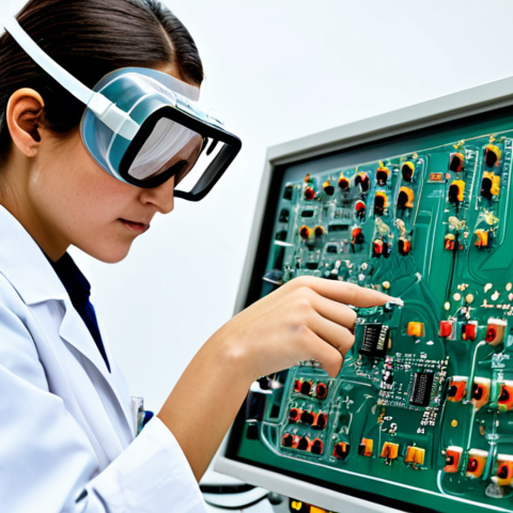 **

"A fully clothed female engineer in a professional setting, wearing modest attire and safety goggles, working on a complex electronic circuit board. The background is a clean and organized lab environment. Safe for work, appropriate content, professional, perfect anatomy, correct proportions, natural pose, well-formed hands, proper finger count, natural body proportions, high resolution."

**