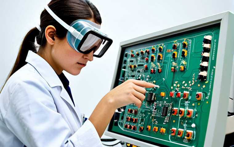 **

"A fully clothed female engineer in a professional setting, wearing modest attire and safety goggles, working on a complex electronic circuit board. The background is a clean and organized lab environment. Safe for work, appropriate content, professional, perfect anatomy, correct proportions, natural pose, well-formed hands, proper finger count, natural body proportions, high resolution."

**