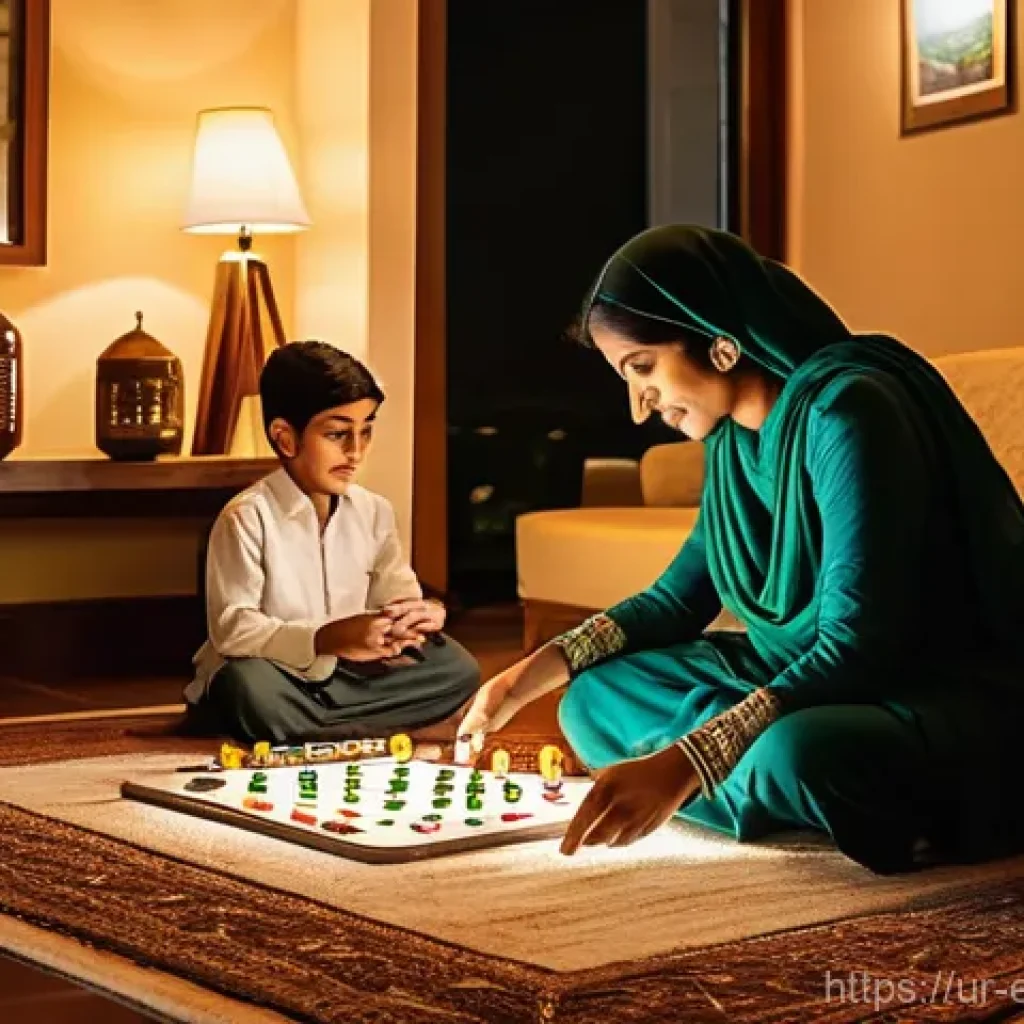 재생 가능 에너지 시스템 - **Prompt:** A warm and inviting scene inside a comfortable, moderately decorated Pakistani living ro...