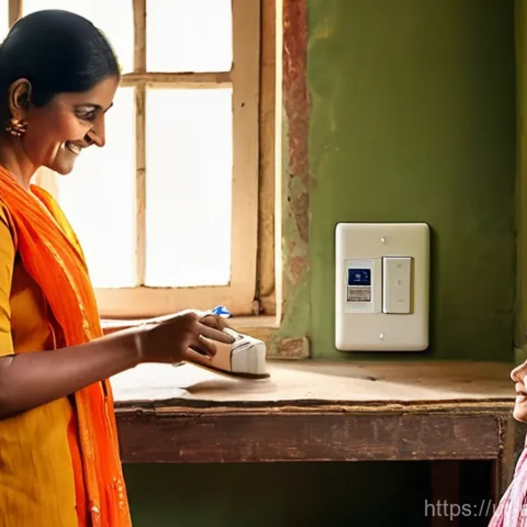 전력 시스템의 에너지 효율성 - **Prompt:** "A vibrant, warm, and inviting scene inside a Pakistani home. A modestly dressed family,...