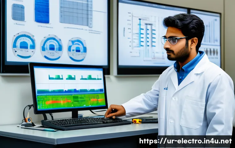 제어 이론 실험 - A detailed laboratory scene showcasing an engineer of South Asian descent working on a control syste...