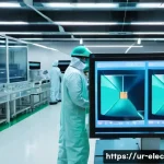 전기공학의 반도체 산업 응용 - A high-tech semiconductor manufacturing cleanroom scene inside a modern factory in Pakistan, showing...