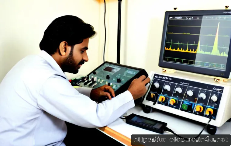 Home 17 전자 시험 장비 - Photorealistic electronics test laboratory in Pakistan, a skilled Urdu-speaking engineer in modest p...